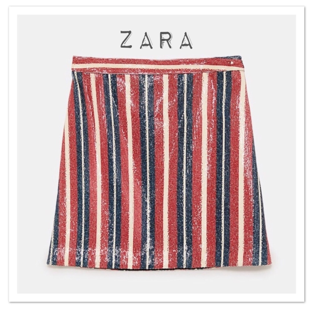 Zara Striped Sequin Skirt - NWT